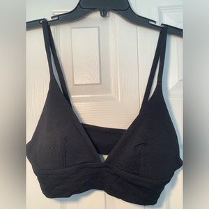 Aerie waffle triangle black bikini top large